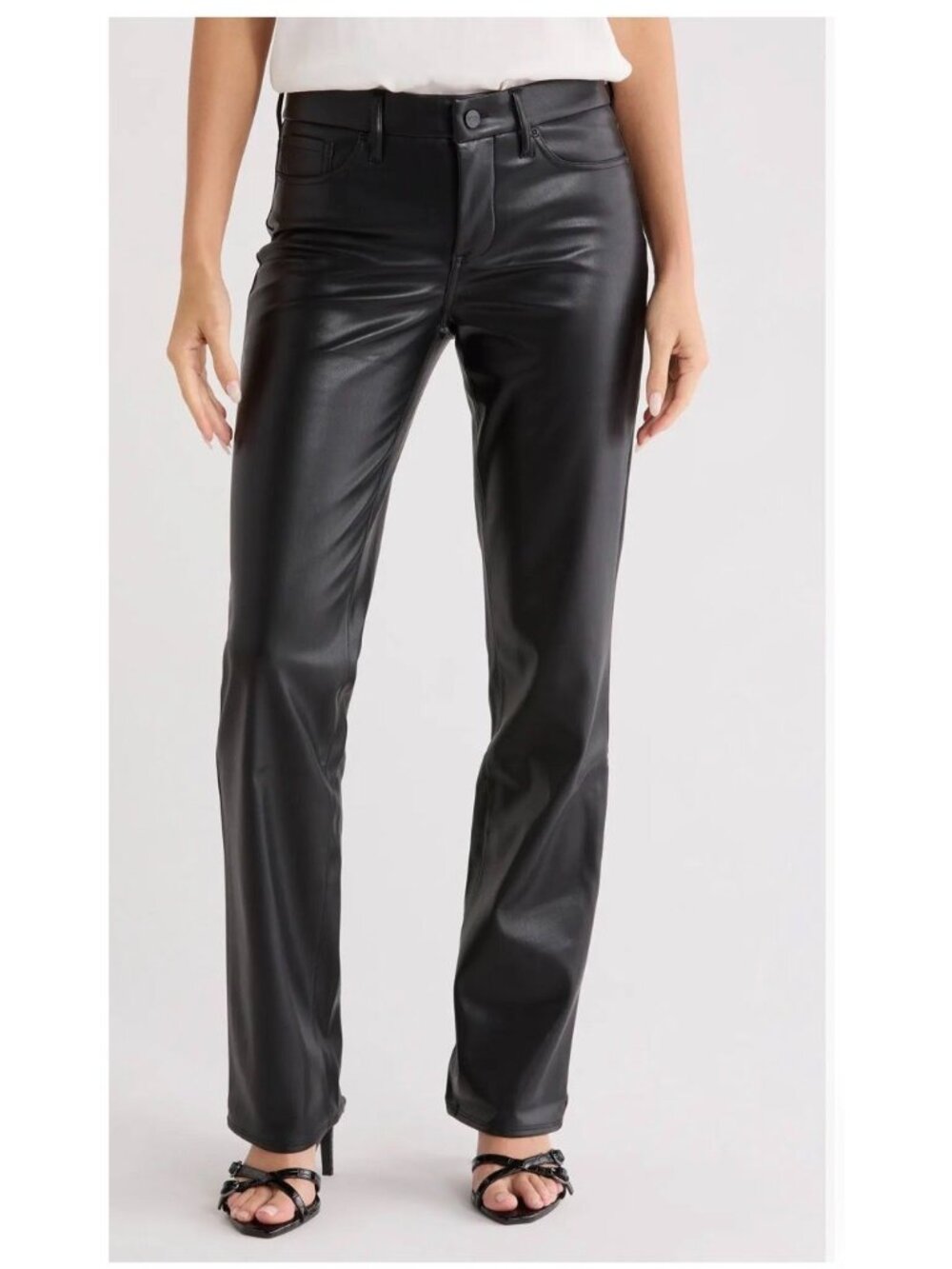 NYDJ Sculpt-Her Marilyn Straight Leg Faux Leather Black Pants 8